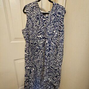 Nic + Zoe Blue & White Soft Linen Dress